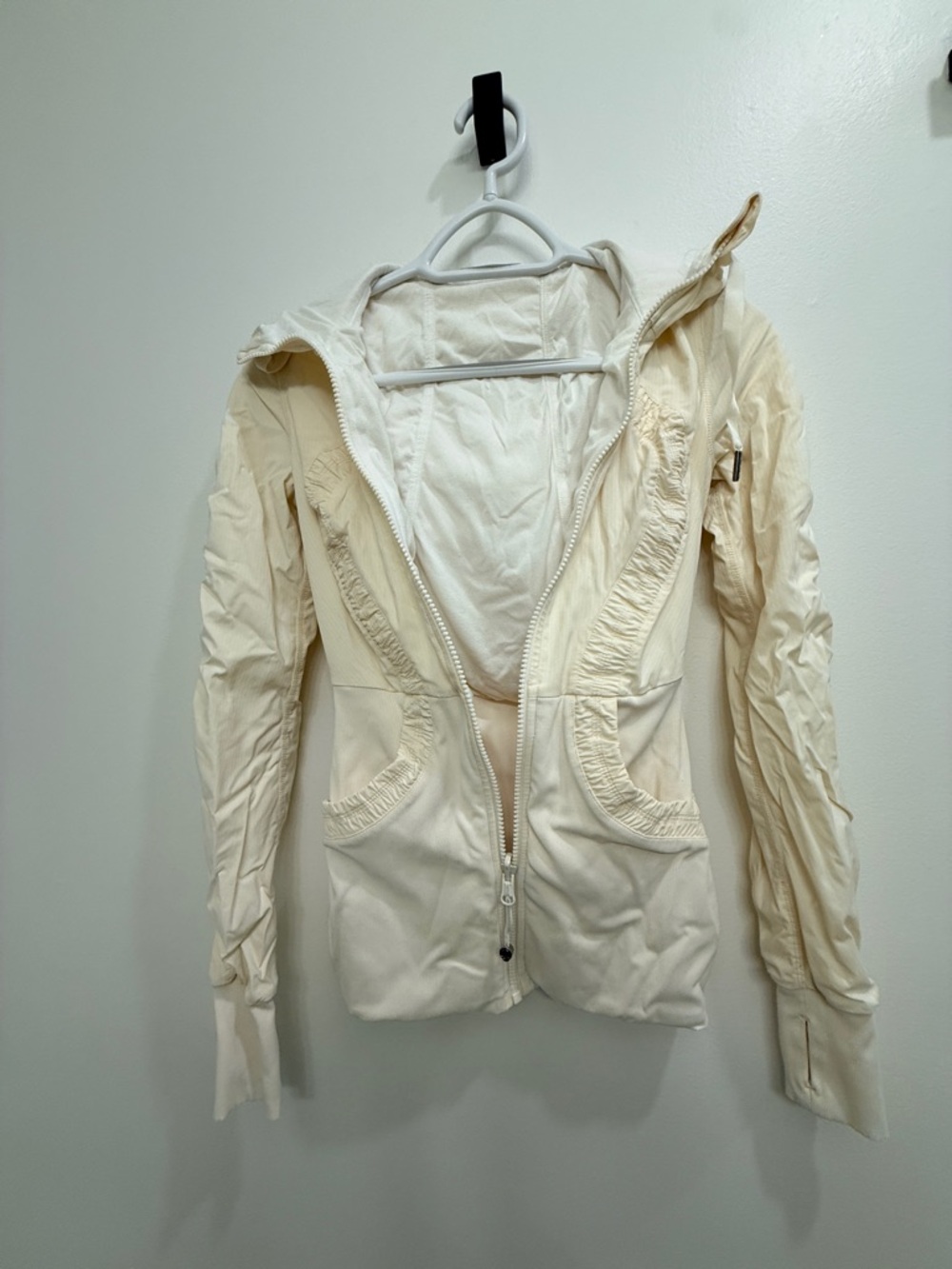 Lululemon Reversible Cream Hooded Women's Jacket - Lightweight Zip Front